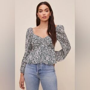 Astr the Label Crop Green Floral Blouse